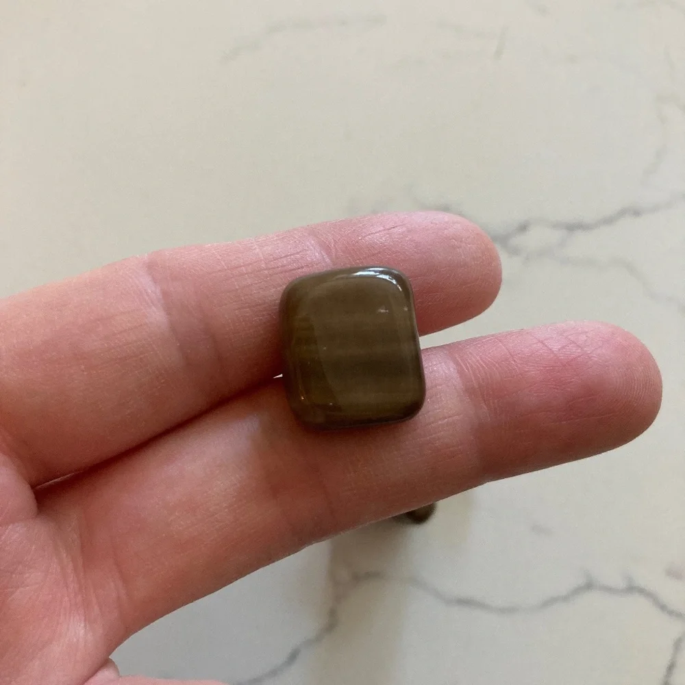 Set of Brown Polished Stone Cufflinks Goldstone Rectangle